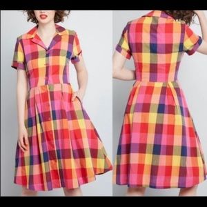 Emily and Fin Kate Dress Sunset Plaid Size S